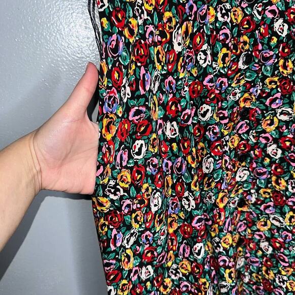 Outline Debora Kuchme Vintage Micro Floral Midi Dress Size 6 Red, Green, Black - Picture 8 of 12